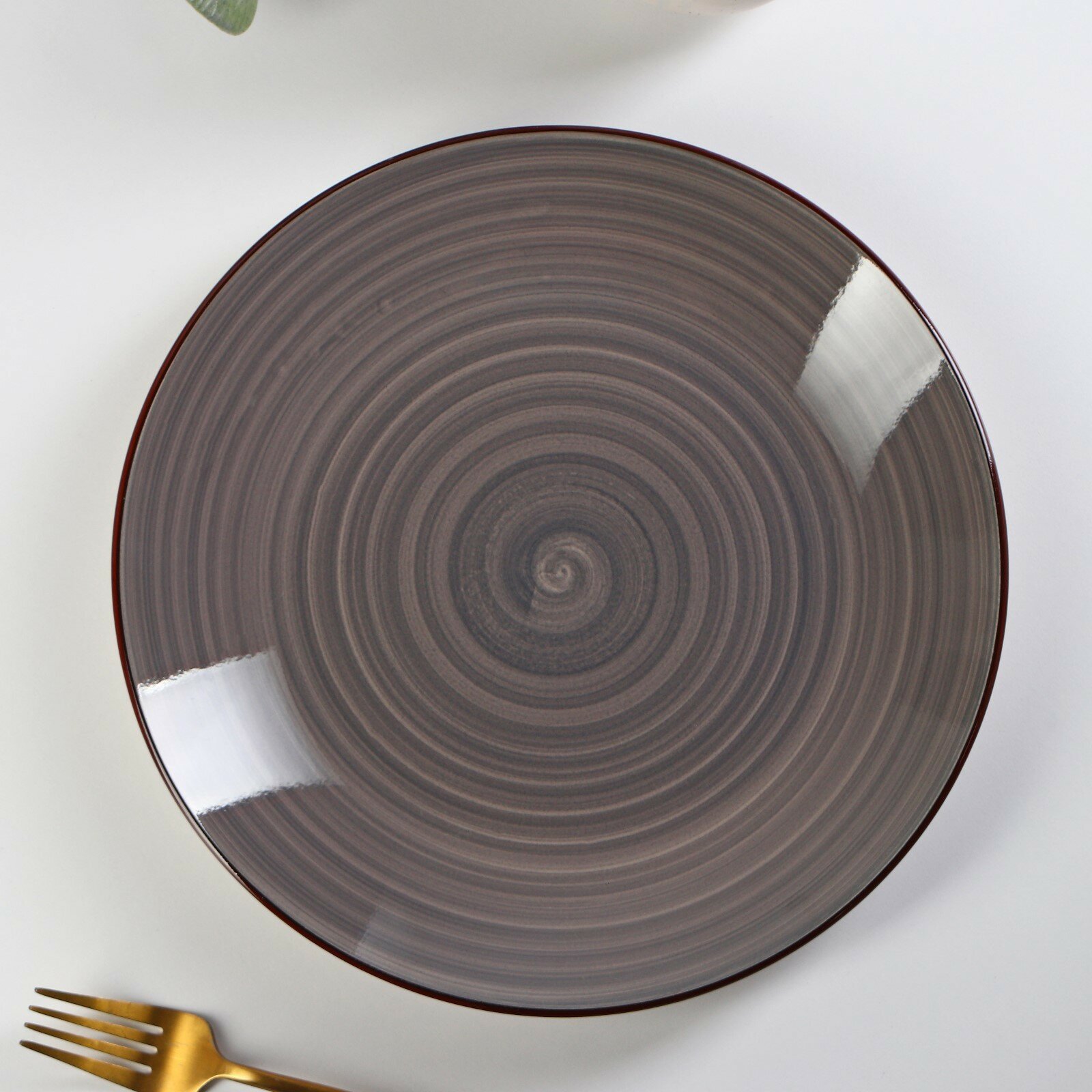 Тарелка керамическая обеденная «Морской мир», d=27 см, цвет коричневый