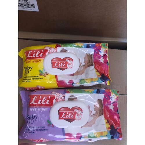 Влажные салфетки Lili для детей с экстрактом календулы 100 штук в упаковке (18 упаковок в коробке)