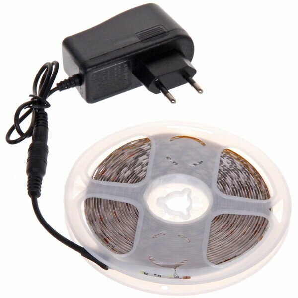 Гирлянда для дома Лента светодиодная самоклейка 5м*8мм, 300 ламп LED, 1 реж, б/пульта, степень защиты IP64, Белый (арт.542-131) - фотография № 2