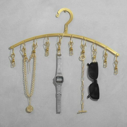 Вешалка для аксессуаров 10 прищепок 41823 см цвет золото 471₽