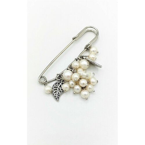 Брошь Apsara, жемчуг пресноводный культивированный, белый