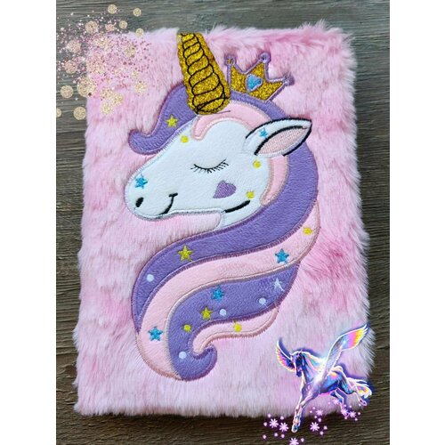 Пушистый блокнот Единорог с мехом А5 для скетчинга, рисунков и записей