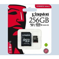 Карта памяти Kingston microSDHC 256 ГБ Class 4, R 4 МБ/с, адаптер на SD