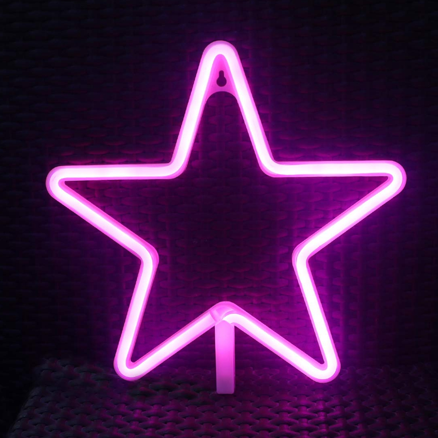 Декоративная световая фигура Riota Звезда, розовый, 28x28 см, 1 шт - фотография № 3
