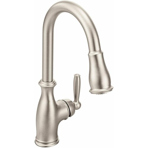 Выдвижной кухонный смеситель MOEN Brantford Single-Handle Pull-Down Sprayer Kitchen Faucet with Reflex and Po / Model #:7185SRS