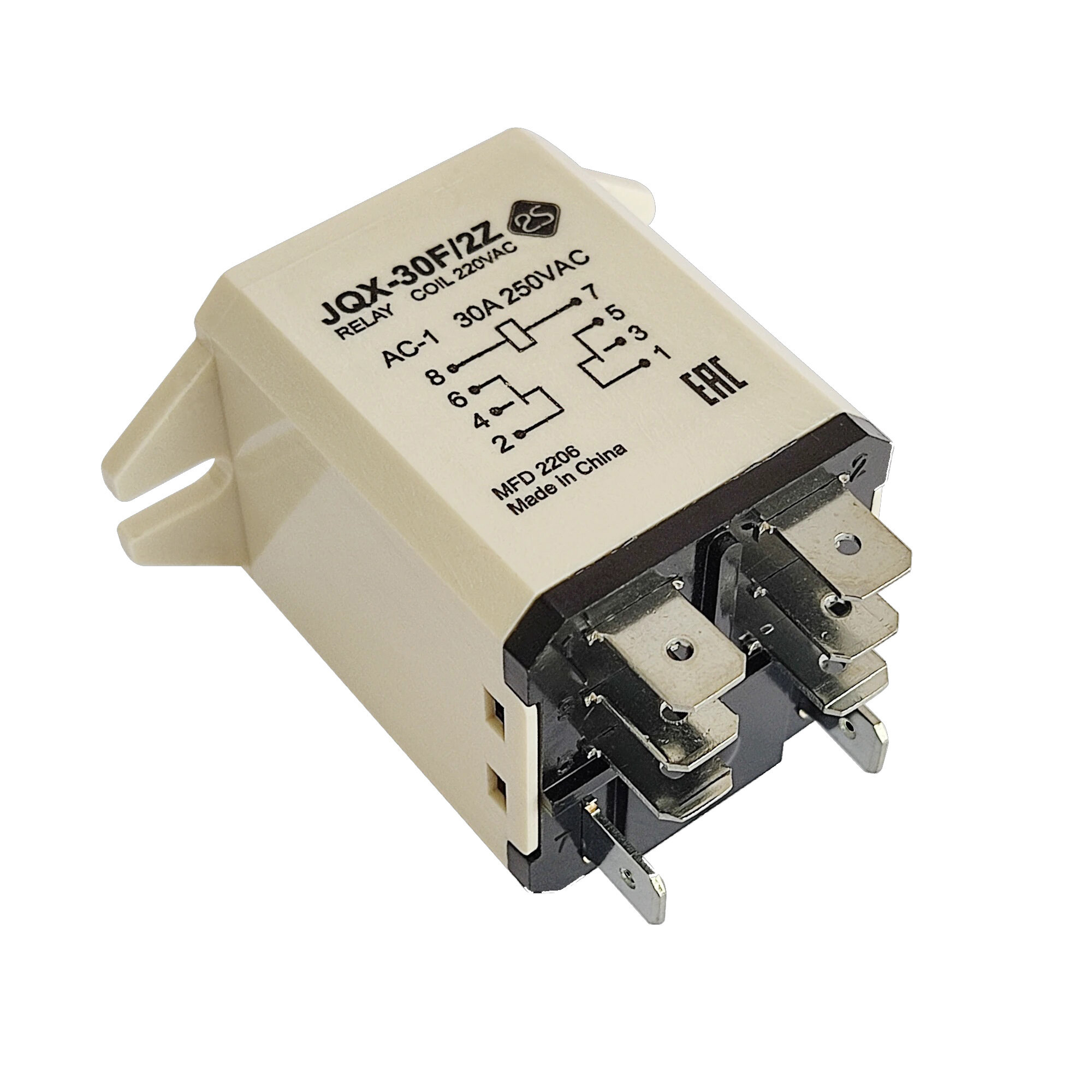 Реле JQX-30F/2Z-220VAC, два 30 амперных перекидных контакта, катушка 220В 50Гц — фото 4