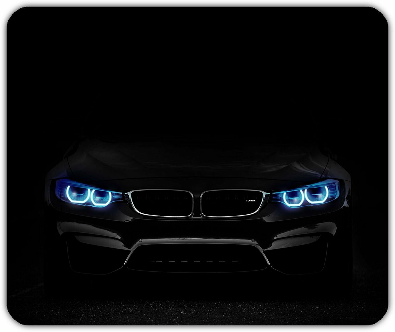 Коврик для мыши "Ангельские глазки черного спорткара BMW M3" (24 x 20 см x 3 мм)