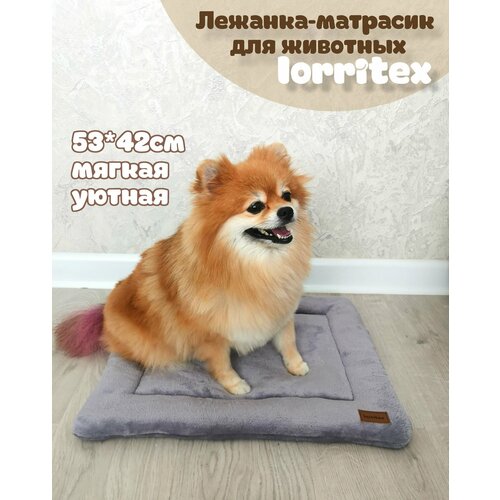 Лежанка матрасик для животных, кошек и собак Lorritex 53*42см, серый