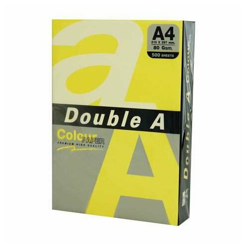 Бумага цветная DOUBLE A, А4, 80 г/м2, 500 л, интенсив, желтая (арт. 115127) бумага цветная double a а4 80 г м2 500 л интенсив желтая арт 115127