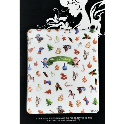 Наклейки новогодние KASI SD-26, с рисунком, разноцветные, 1 шт