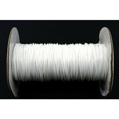 Шнур вощеный толщина 1мм, цвет белый, полиэфир, 53-022, 1 метр