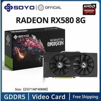 Мощная Игровая Видеокарта SOYO AMD Radeon RX580 Black 8G GDDR5 Memory 1750 MHz 6pin 14 NM 7000 MHz PCI Express 3.0 X16 256 Bit 1284 MHz