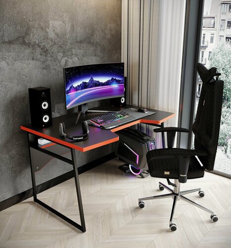 Изображение товара Стол компьютерный игровой, офисный, геймерский Expert черный /красный каркас металл для пк и ноутбука 117х77 см