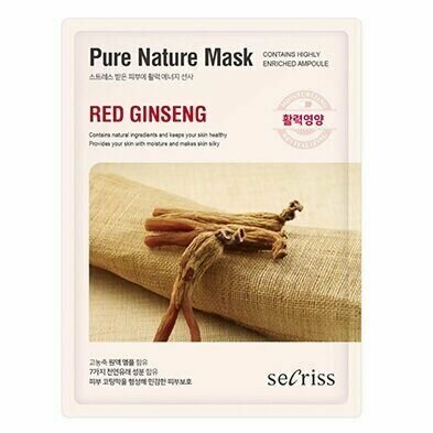 Тканевая маска для лица «Красный женьшень» Secriss Pure Nature Mask Red Ginseng