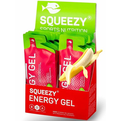 Энергетический гель питьевой SQUEEZY ENERGY GEL no caffeine 33 г x 12 саше, Банан