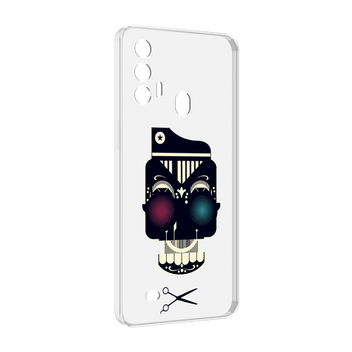 Чехол MyPads черно белый скелет с яркими глазами для Oukitel C31 Pro задняя-панель-накладка-бампер