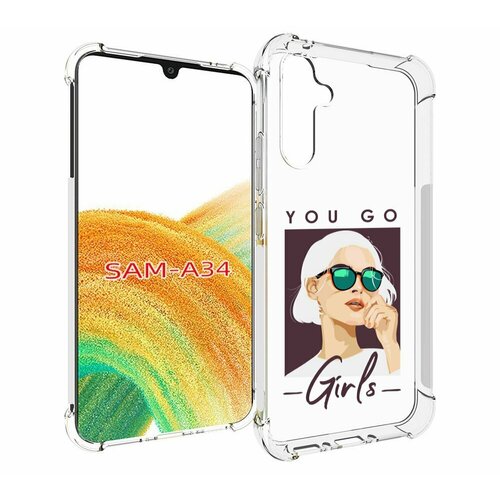 Чехол MyPads Девушка-в-очках-с-белыми-волосами женский для Samsung Galaxy A34 задняя-панель-накладка-бампер