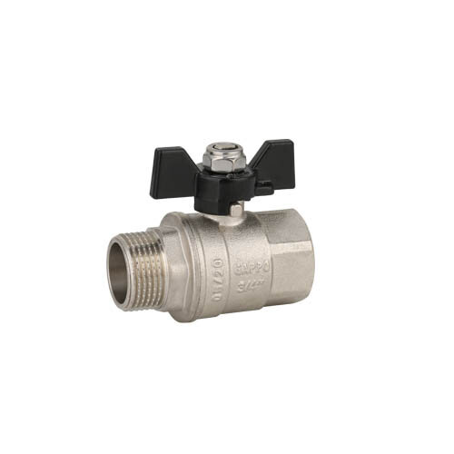 Кран шаровой полнопроходной ВР-НР, бабочка из алюминия Gappo G225.04 1/2"x1/2" уп. 1 шт. — фото 2