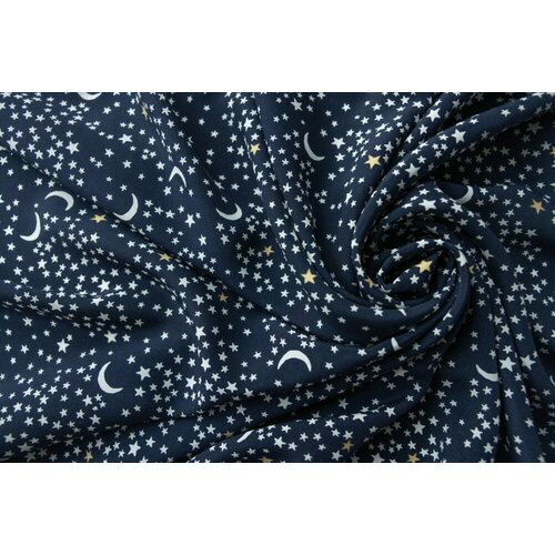 Ткань синий крепдешин со звездами