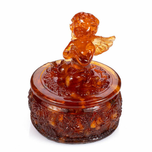 Круглая янтарная шкатулка для украшений 