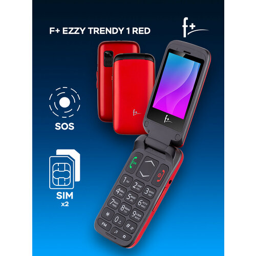 Телефон F+ Ezzy Trendy1, 2 SIM, красный сотовый телефон f flip 240 red