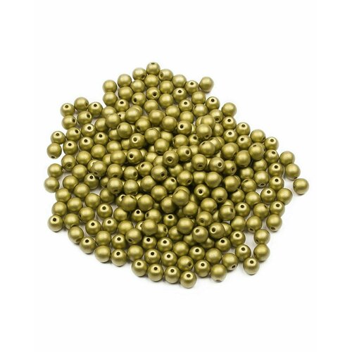 Стеклянные чешские бусины, круглые, Round Beads, 4 мм, цвет Alabaster Metallic Lime, 200 шт.