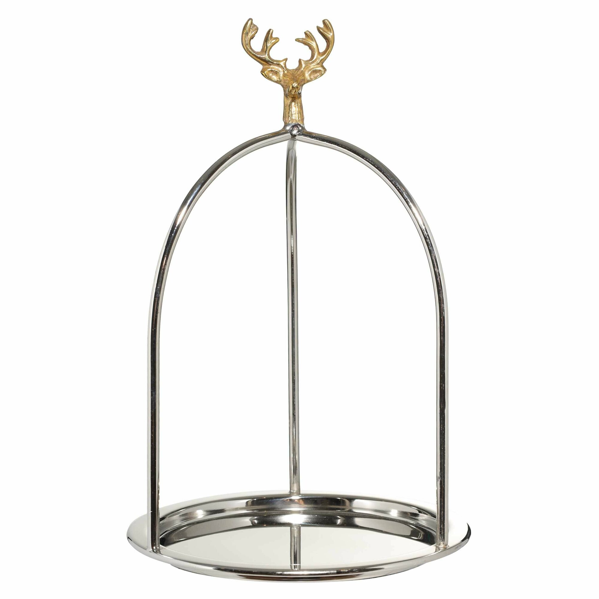 (W)Блюдо для закусок, 18х29 см, с ручкой, металл, серебристое, Олень, Arctic deer
