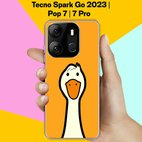 Силиконовый чехол на Tecno Spark Go 2023 / Tecno Pop 7 Pro /. Tecno Pop 7 Гусь / для Техно Спарк Го 2023 / Поп 7 / Поп 7 Про силиконовый чехол на tecno spark go 2023 техно спарк го 2023 enjoy every moment мрамор