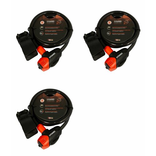 фото Замок тросовый fuaro pl-12100-key (12х1000мм) 3"перфо"ключ подвес (комплект 3 штуки)