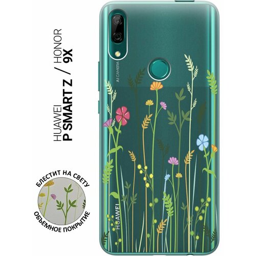 Ультратонкий силиконовый чехол-накладка Transparent для Huawei P Smart Z, Honor 9X с 3D принтом Flowers & Fern ультратонкий силиконовый чехол накладка transparent для huawei p smart z honor 9x с 3d принтом flowers