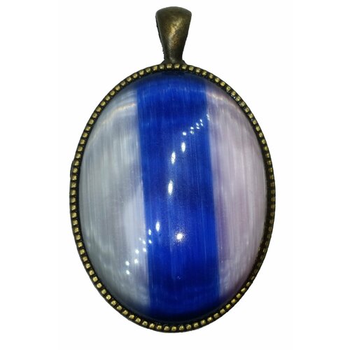 фото Подвеска кулон сатиновое стекло, стекло, синий, белый ручная работа