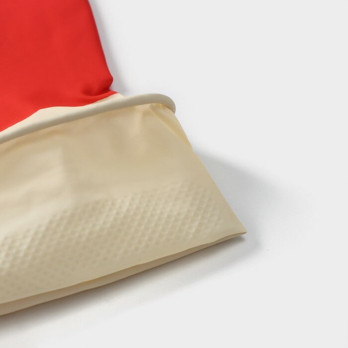 Перчатки хозяйственные плотные, латекс, размер S, 44 г, цвет красный - фотография № 2