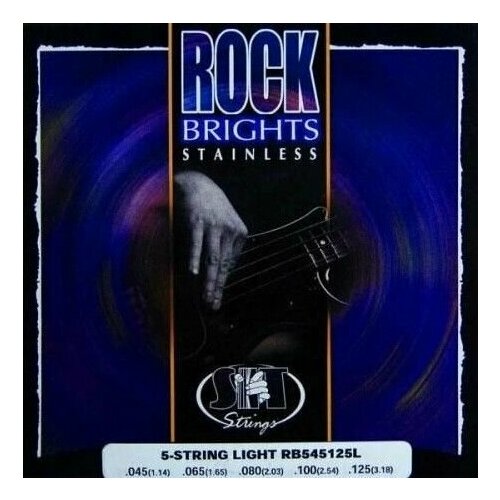 ROCK BRIGHTS STAINLESS Струны для бас гитары SIT RBS545125L (45-65-80-100-125) 5 струн, легкого натяжения. набор струн s i t strings nr40100l 1 уп