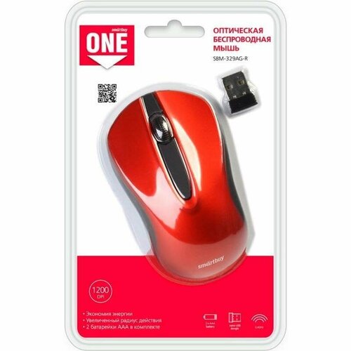 Мышь оптическая беспроводная SmartBuy ONE 329AG-R USB красная SBM-329AG-R 119100₽
