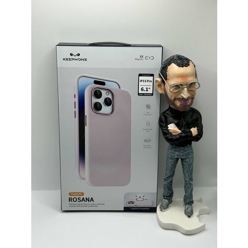 Силиконовая накладка KeepHone на iPhone 15 Pro с MagSafe розового цвета