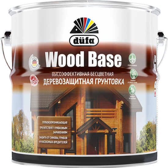 Грунт для защиты древесины Dufa Wood Base с биоцидом бесцветная 10 л.