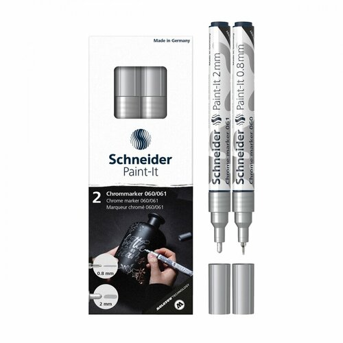 Набор маркеров для декорирования Schneider Paint-It 060/061 (0.8+2мм, хром) 2шт, картон. упаковка (ML06011501)