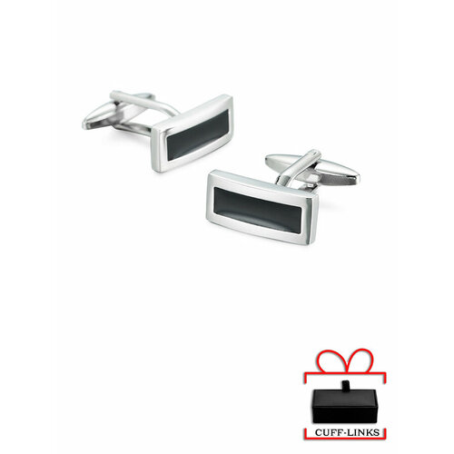 фото Запонки , серебряный, черный cuff-links