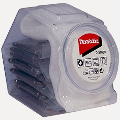 Изображение товара Насадка двухсторонняя Makita PH2, 65 мм, E-form (MZ), 100 шт, банка D-31669