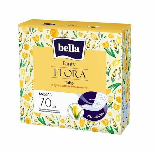 Прокладки женские гигиенические ежедневные bella Panty FLORA Tulip с ароматом тюльпана, 70 шт. (комплект из 4 шт)