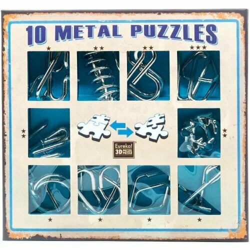 Металлические головоломки 10C Для взрослых и детей / Развивающая игра / Серебристая
