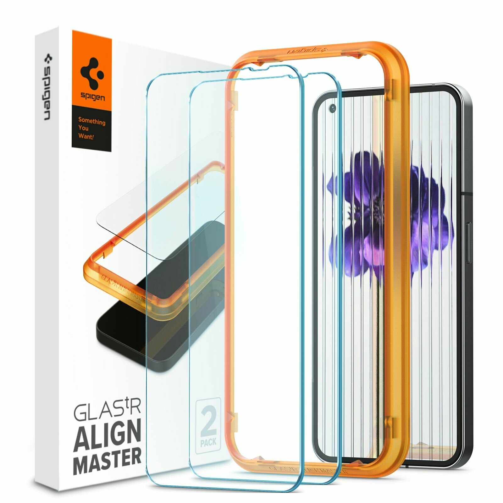 Защитное стекло Spigen на Nothing Phone 1 (AGL05447) AlignMaster GLAS.tR 2 шт / Спиген стекло для Нафинг Фон 1, прочное, олеофобное покрытие, прозрачное