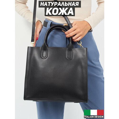 фото Сумка тоут 02017-01, фактура гладкая, черный severini