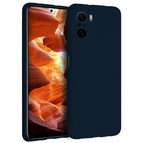 Накладка силиконовая Silicone Cover для Poco F3 / Xiaomi Mi 11i синяя дисплей для xiaomi poco f3 f4 mi 11i redmi k40 k40 pro black shark 4 с тачскрином in cell