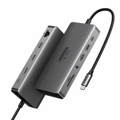 Хаб UGREEN CM681 15965 Revodok 11-in-1 USB C Hub Dual HDMI Цвет серый 1479000₽