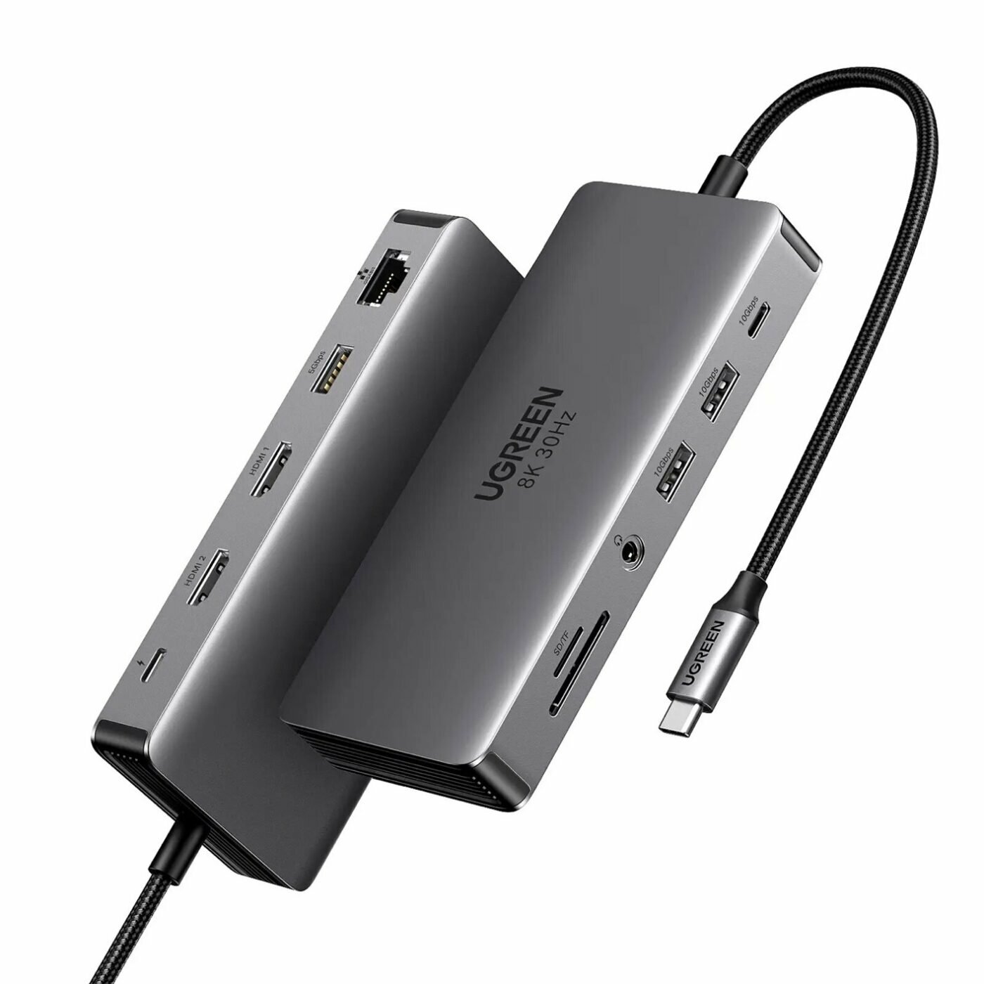 Хаб UGREEN CM681 (15965) Revodok 11-in-1 USB C Hub Dual HDMI. Цвет: серый