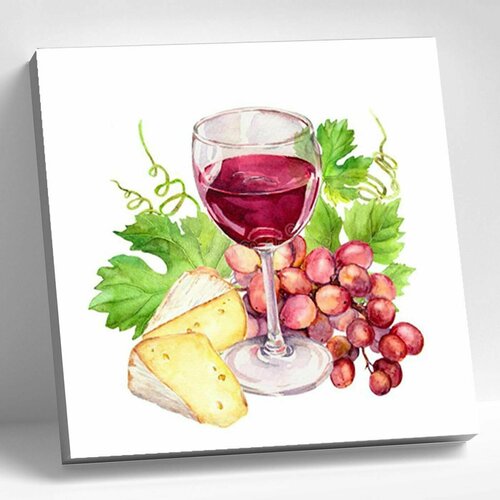 Картина по номерам 20х20 Натюрморт с виноградной лозой холст с красками 20х20 по номерам 14цв котик с рыбкой 2 разных набора в подарок
