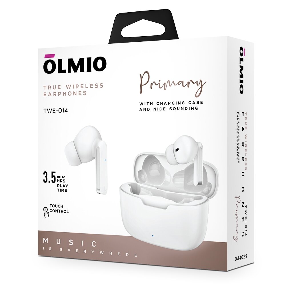 Наушники Olmio 044029 TWE-14 True Wireless белые - фото №12