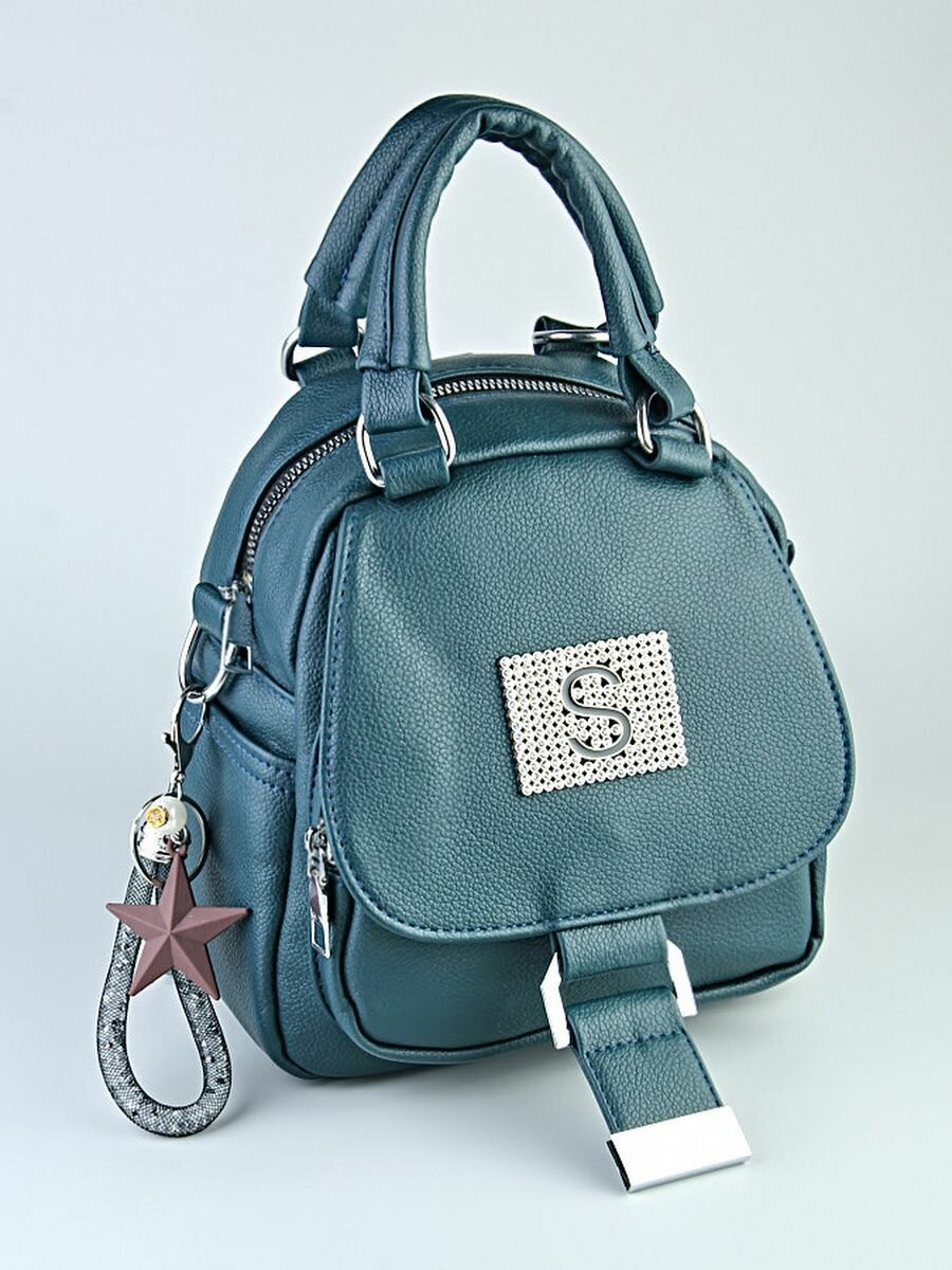 фото Женская сумка-рюкзак из экокожи, серая, 2 в 1