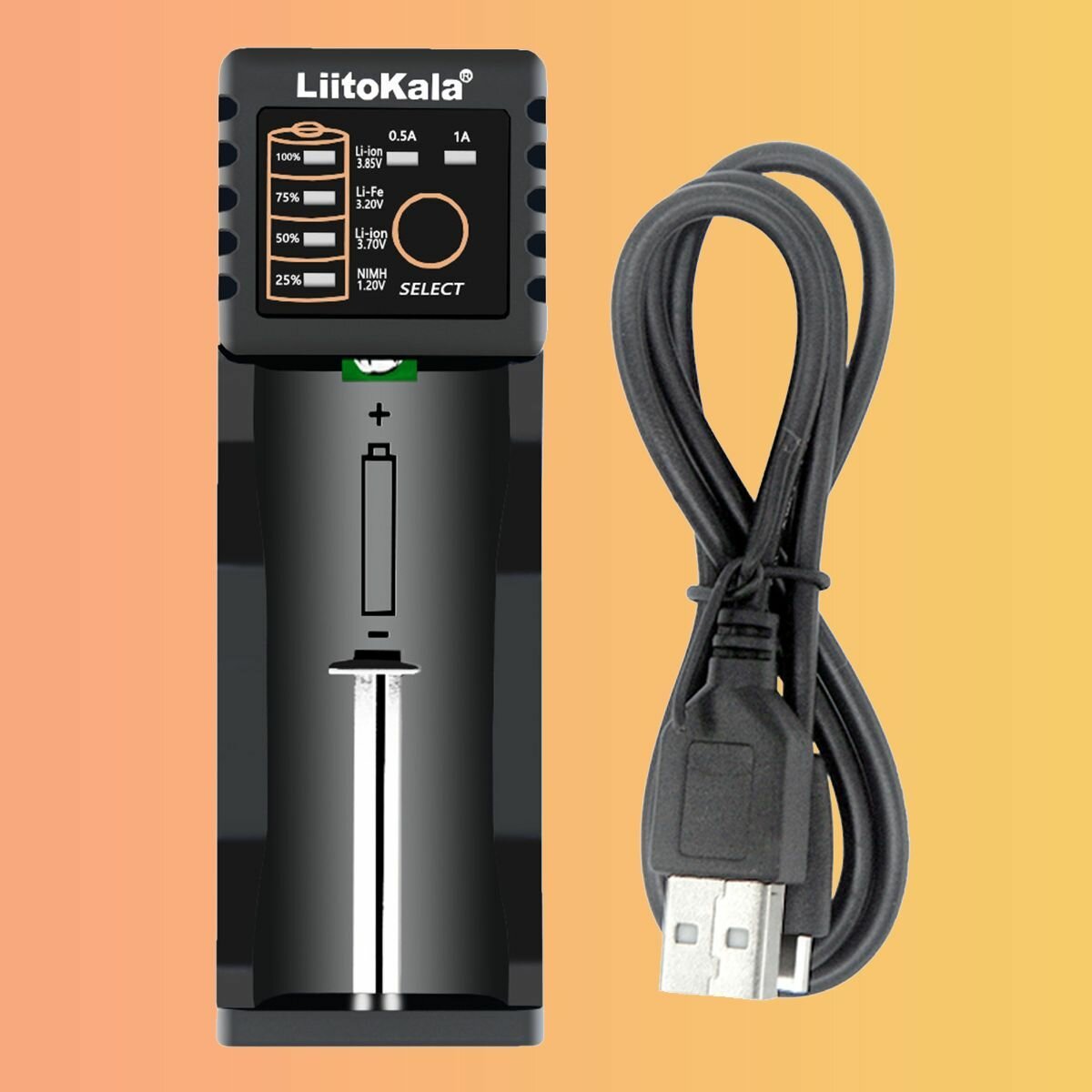 Зарядное устройство для аккумуляторных батареек liitoKala Lii-100 Слот 18650 26650 20700 18350 26700 AA AAА с функцией Повербанк